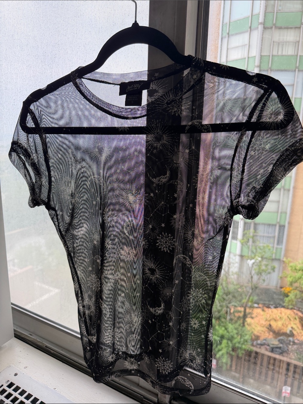 Sheer Moon & Stars Short-Sleeve Tee - Black